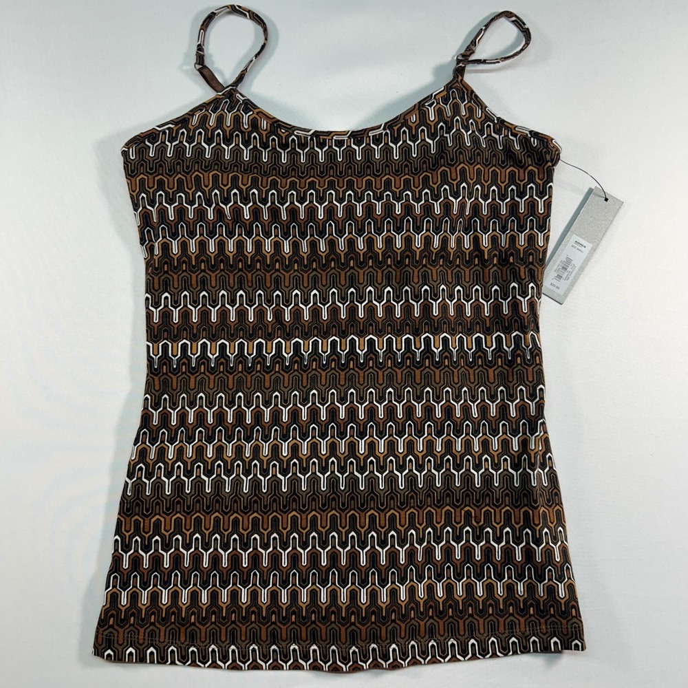 Apt 9 Essentials Womens‎ Small Brown Geometric Print Camisole Tank Top NN19002PR
